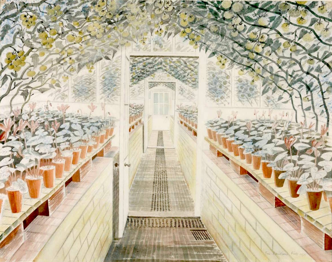 The Greenhouse: Cyclamen and Tomatoes 1935 by Eric Ravilious 1903-1942